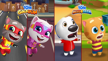 Talking Tom vs Talking Angela vs Talking Hank vs Talking Ginger - Tom Hero Dash vs Gold Run Gameplay