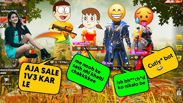 😏 Random Conqueror Girls call me Noob and I challenge for Room 1v3 - PUBG MOBILE PArt 2