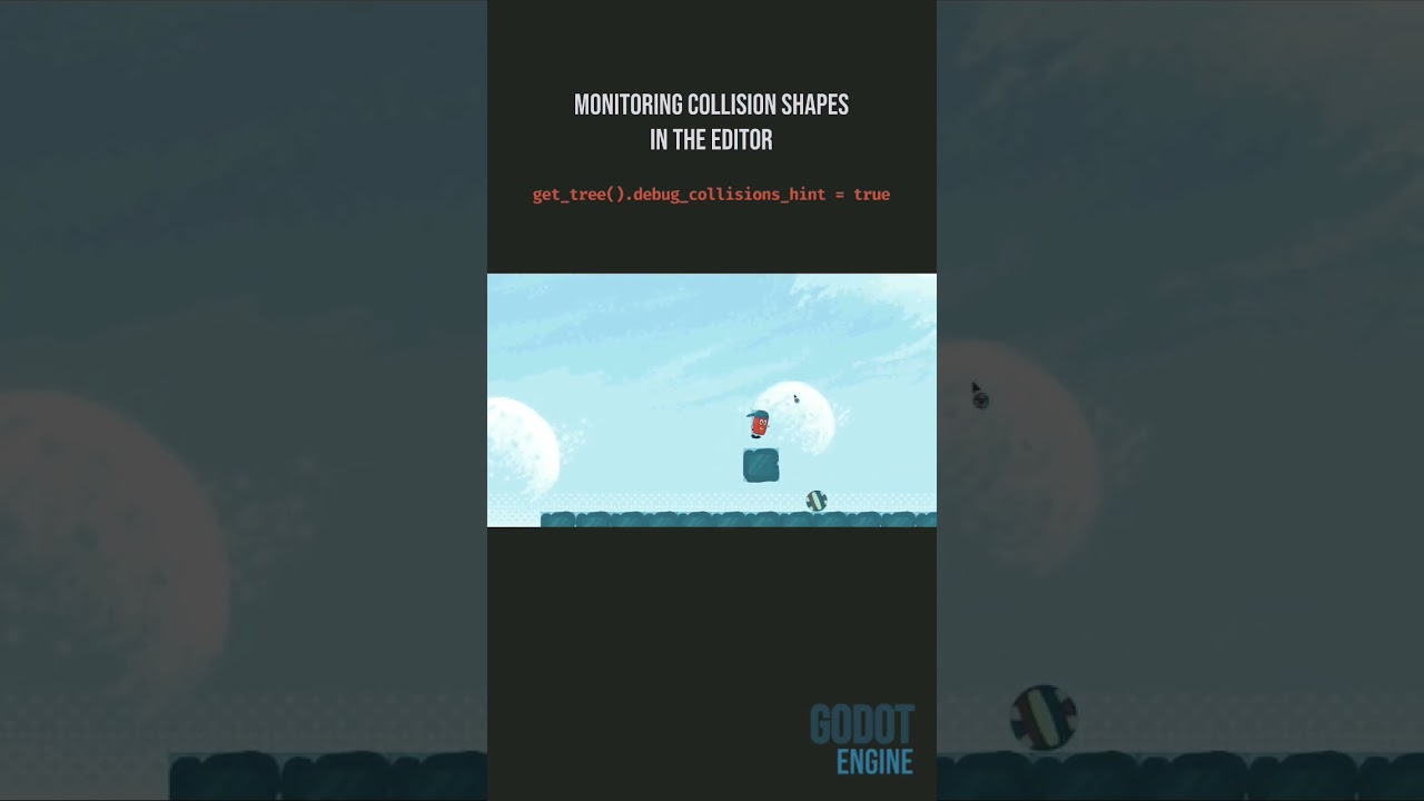 Visible Collision Shapes. Godot Editor gameplay