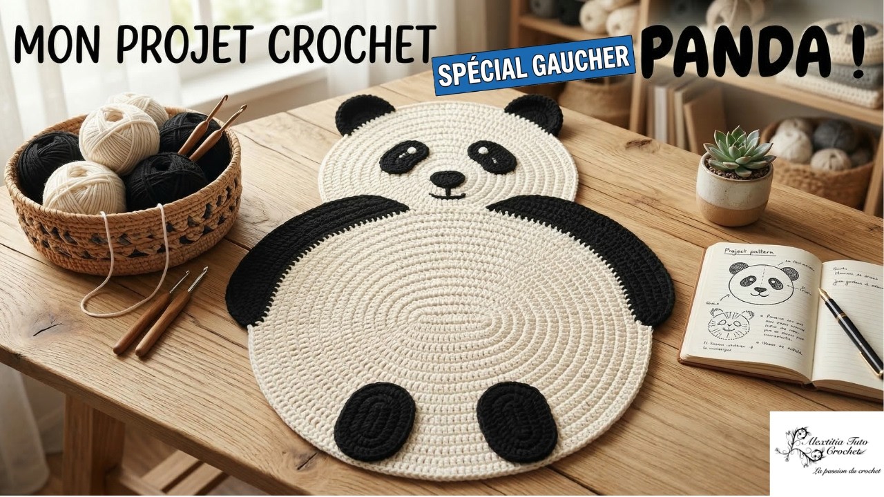 Tuto Tapis Panda Au Crochet Special Gaucher Youtube