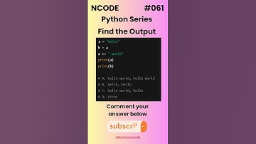 NCODE #061 | Find the Output | Comment your Answer Below | #coding #pythondaily #python #mcqsquiz
