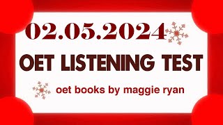 OET LISTENING TEST 02.05.2024 maggie ryan #oet #oetexam #oetnursing #oetlisteningtest