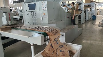 Square Bottom Paper Bag Making Machine With Die Cut Handle And Printing Four Color Function Inline