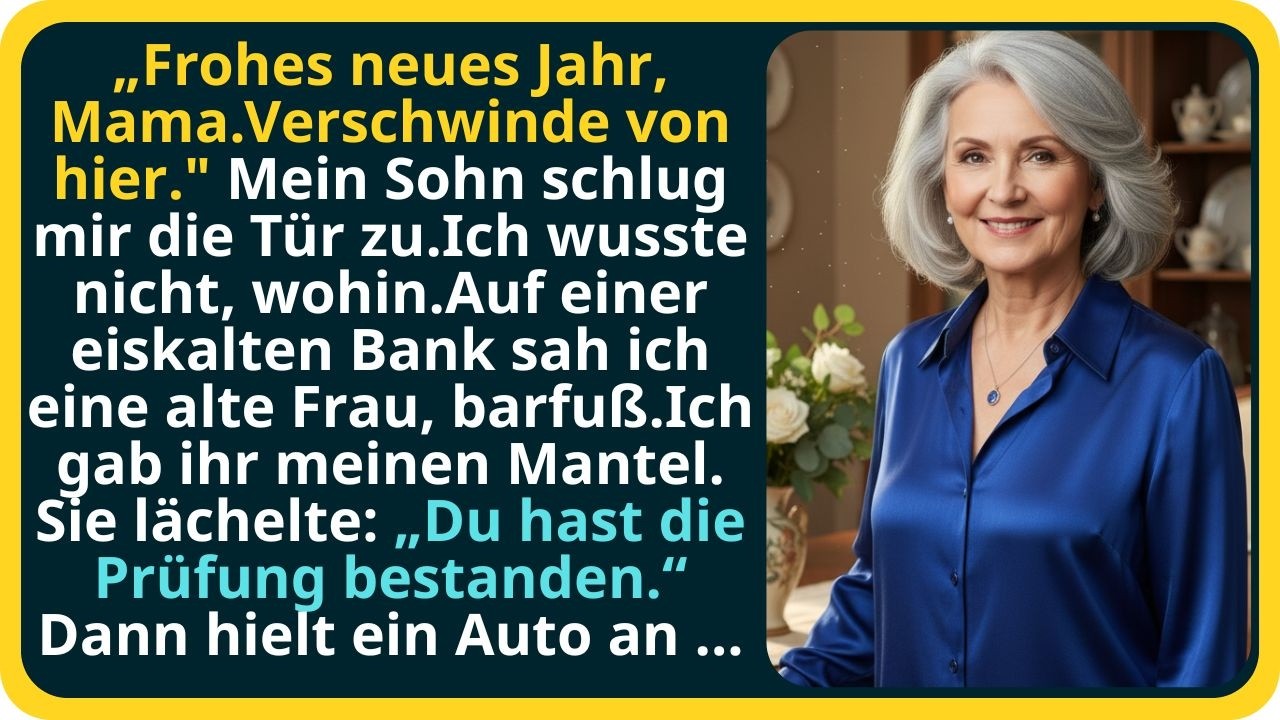 An Neujahr warf mein Sohn mich raus. Ich gab einer alten Frau meinen Mantel. „Bestanden.“