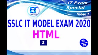 SSLC Model IT Exam 2020 -- HTML2