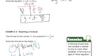 Algebra - 1.4 Rewriting Equations and Formulas