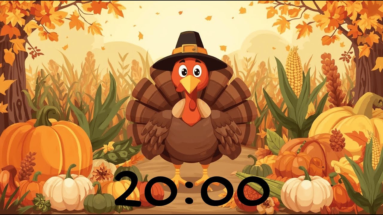 20 Minute Countdown Timer With Music (Instrumental) - Thanksgiving Turkey
