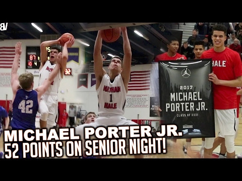 Michael Porter Jr GOES OFF! 52 PTS, 23 REB on Senior Night! Nathan Hale BLOWOUT VS Seattle Prep