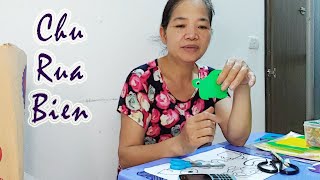 Hướng dẫn cách làm chú rùa tai tượng bằng giấy màu xanh