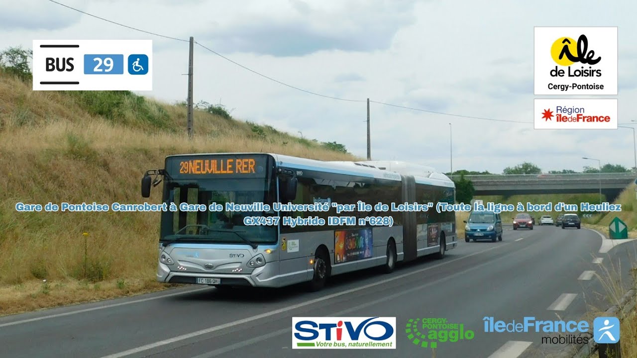 [Ligne 29 STIVO] Heuliez GX437 Hybride IDFM n°628 - Gare de Pontoise à Gare de Neuville Université
