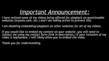 Important information about embedding - watch this if you want to embed my videos on a website