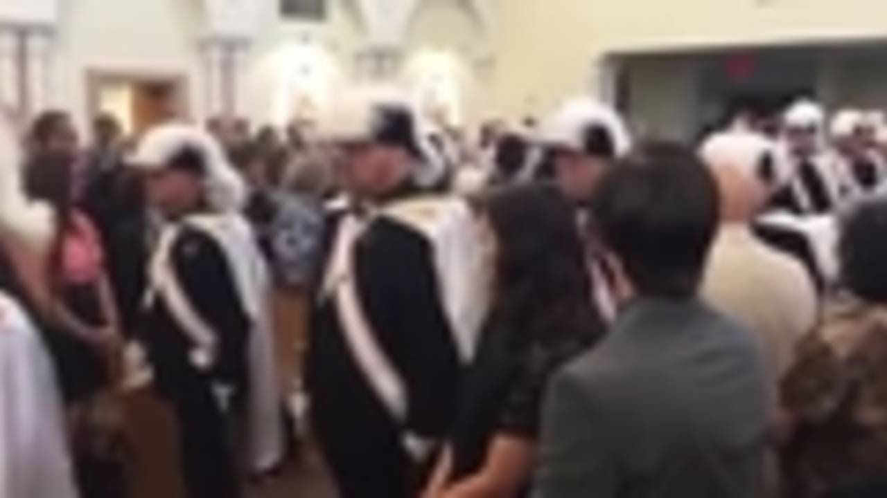Father Rene Robert's casket escorted from church - YouTube