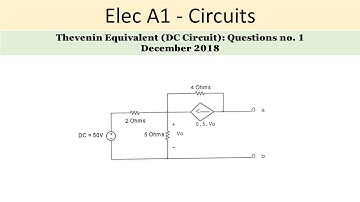 PEO solved examples (ELEC A1): Thevenin Equivalent Question no. 1