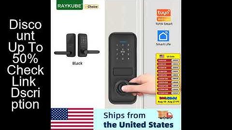 RAYKUBE Smart Biometric Fingerprint Door Lock Electronic Lock Tuya App Set Fingerprint/ Password/ Ca
