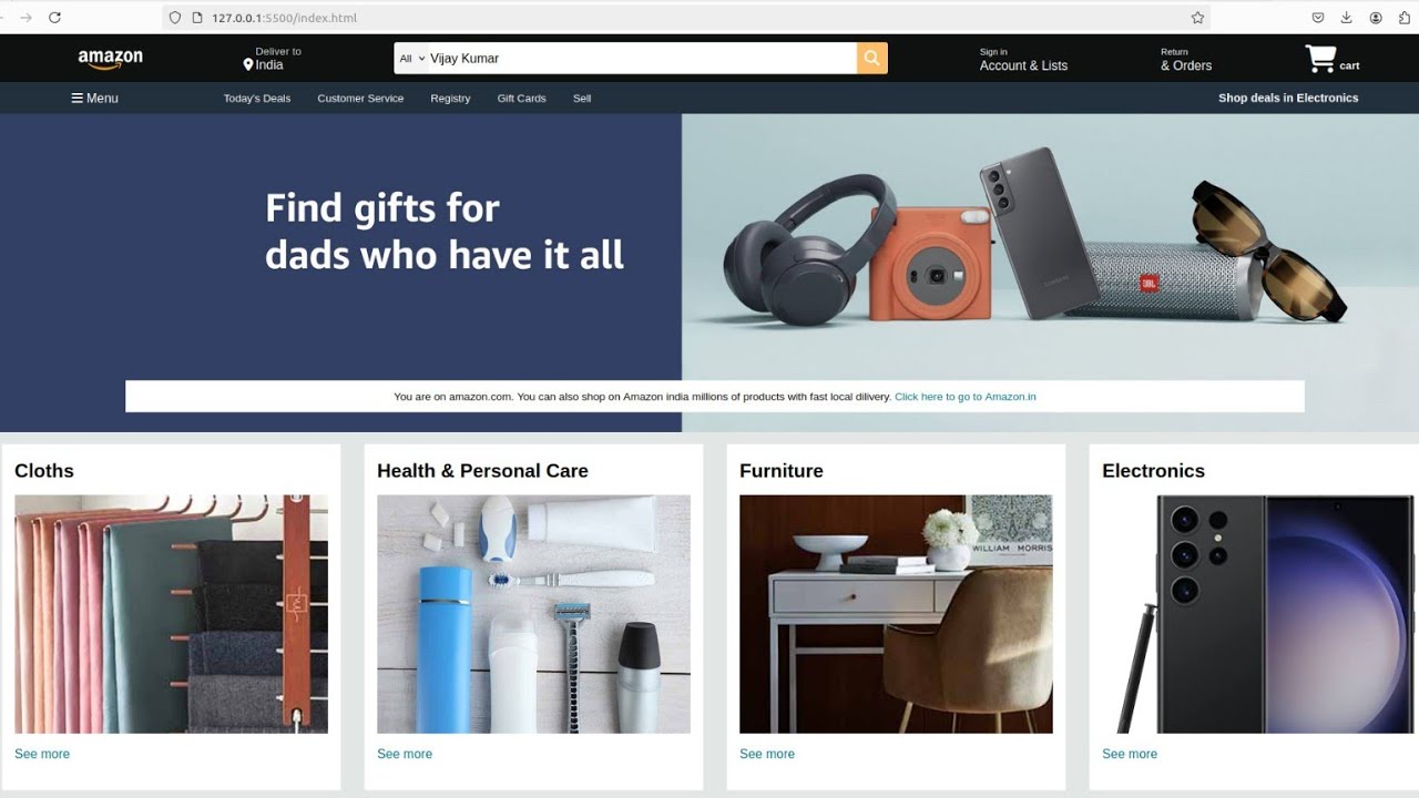 Amazon clone for Beginners | Project using HTML & CSS #amazon #project ...