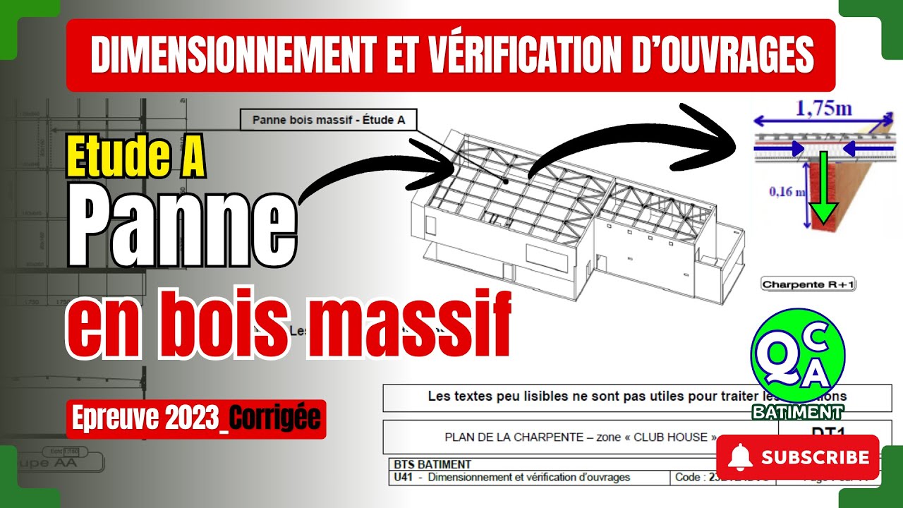 BTS Épreuve U41-2023- Corrigé – Panne en Bois massif #qcqabâtiment #structurebâtiment #RDM