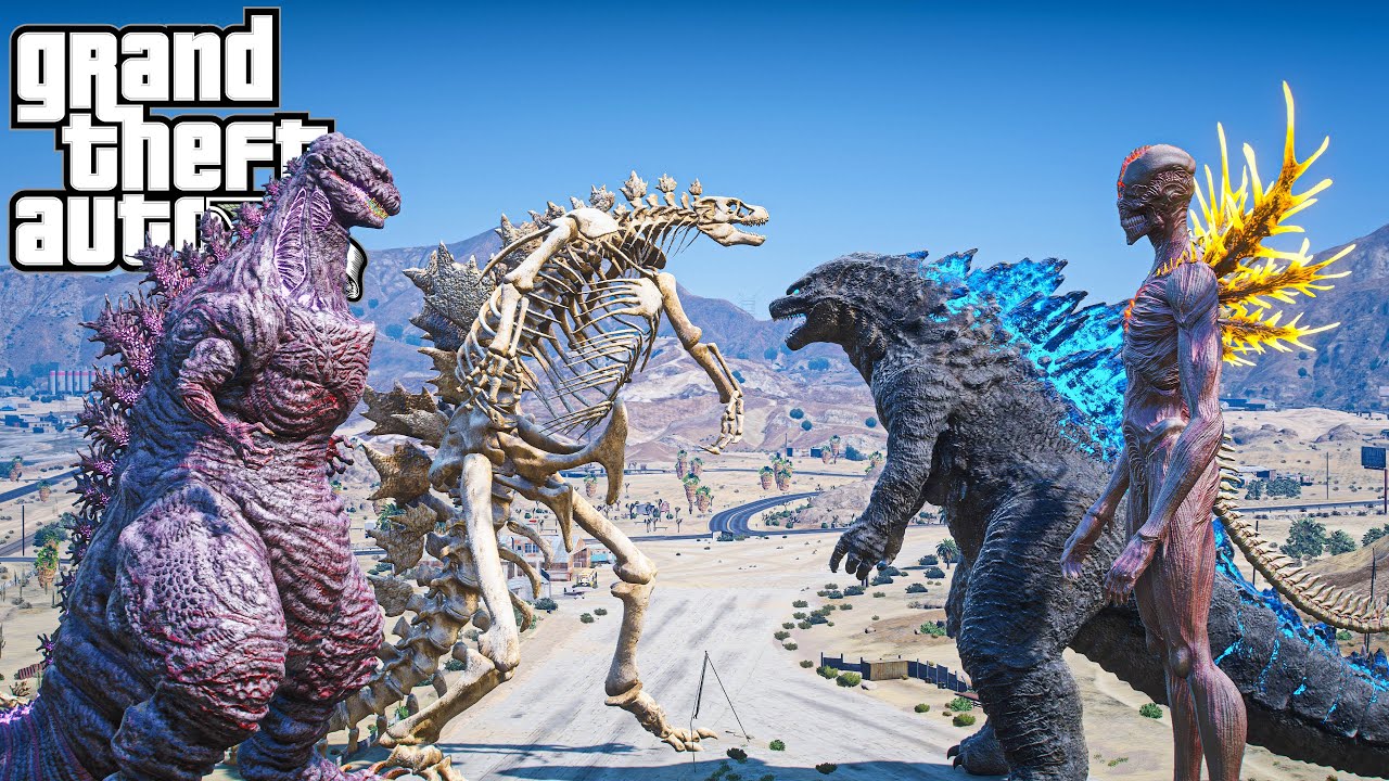 Shin Godzilla, Skeleton Godzilla vs Shin Godzilla 5th, Godzilla Prime - The First Battle ( GTA Mod )