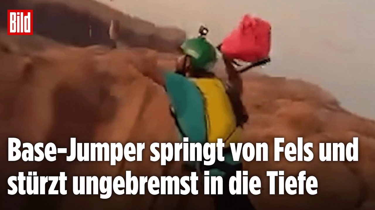 Base-Jumping vom Fels: Doch der Sprung läuft nicht wie geplant und endet in freiem Fall