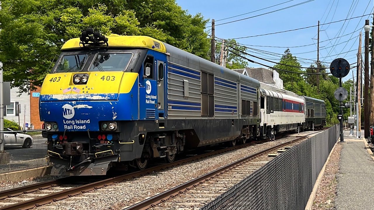 LIRR Trains 555, The Federal Railroad Administration Train, & 550 at Locust Valley 5/15/23