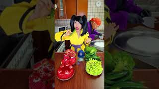 Ice Cream Challenge Green Food Vs Red Color Food