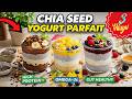 3 INSANE Chia Seed Pudding &amp; Yogurt Parfait Recipes! 🍓🥣 (High Protein &amp; Gut Healthy)
