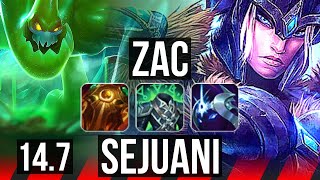 ZAC vs SEJUANI (TOP) | 7/0/12, 69% winrate, Godlike | KR Master | 14.7