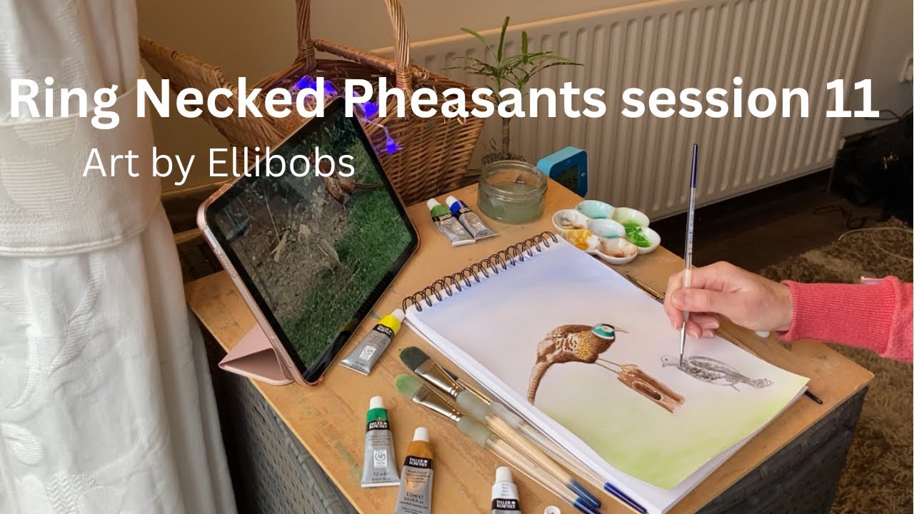 Painting, session 11, Ring Necked Pheasants artwork process 