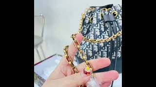 Christian Dior Oblique Drawstring Chain Bag-B-DIO-OBL-BK