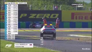 FIA F2 Hungary 2017 Race1 Markelov Crashes