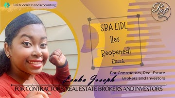 SBA EIDL Has Reopened!