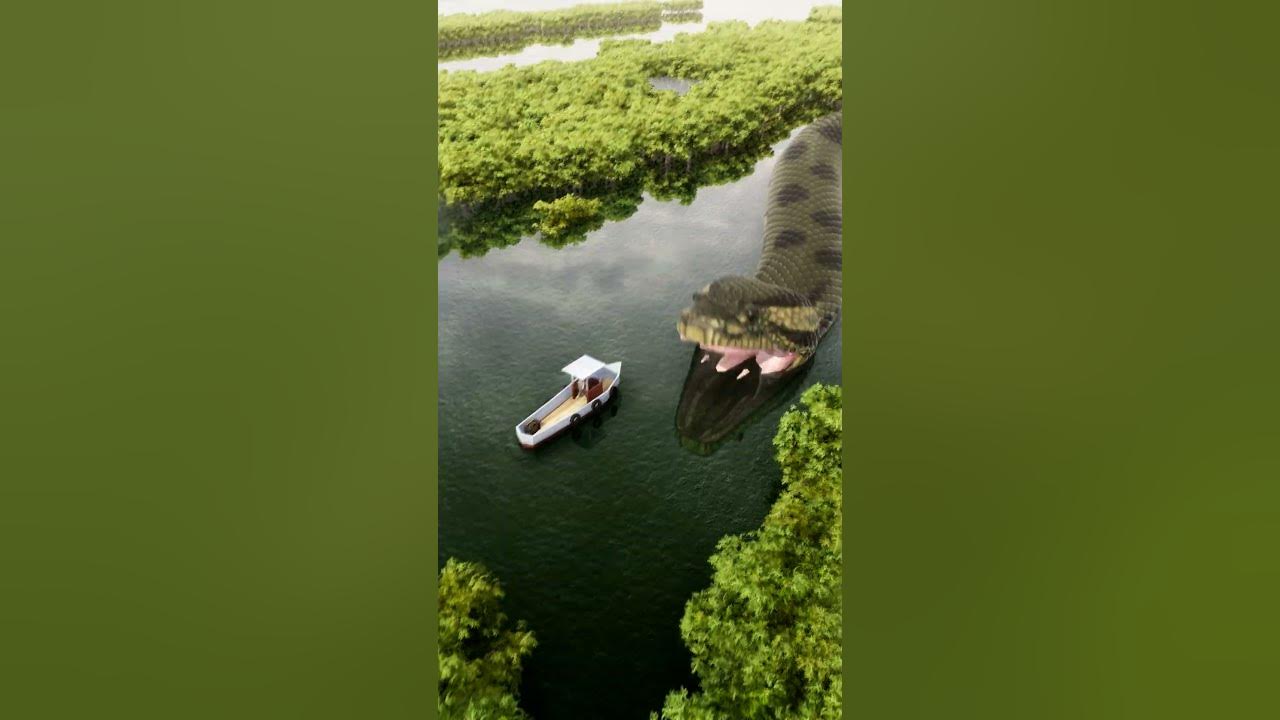Giant Anaconda snake attacks small boat!