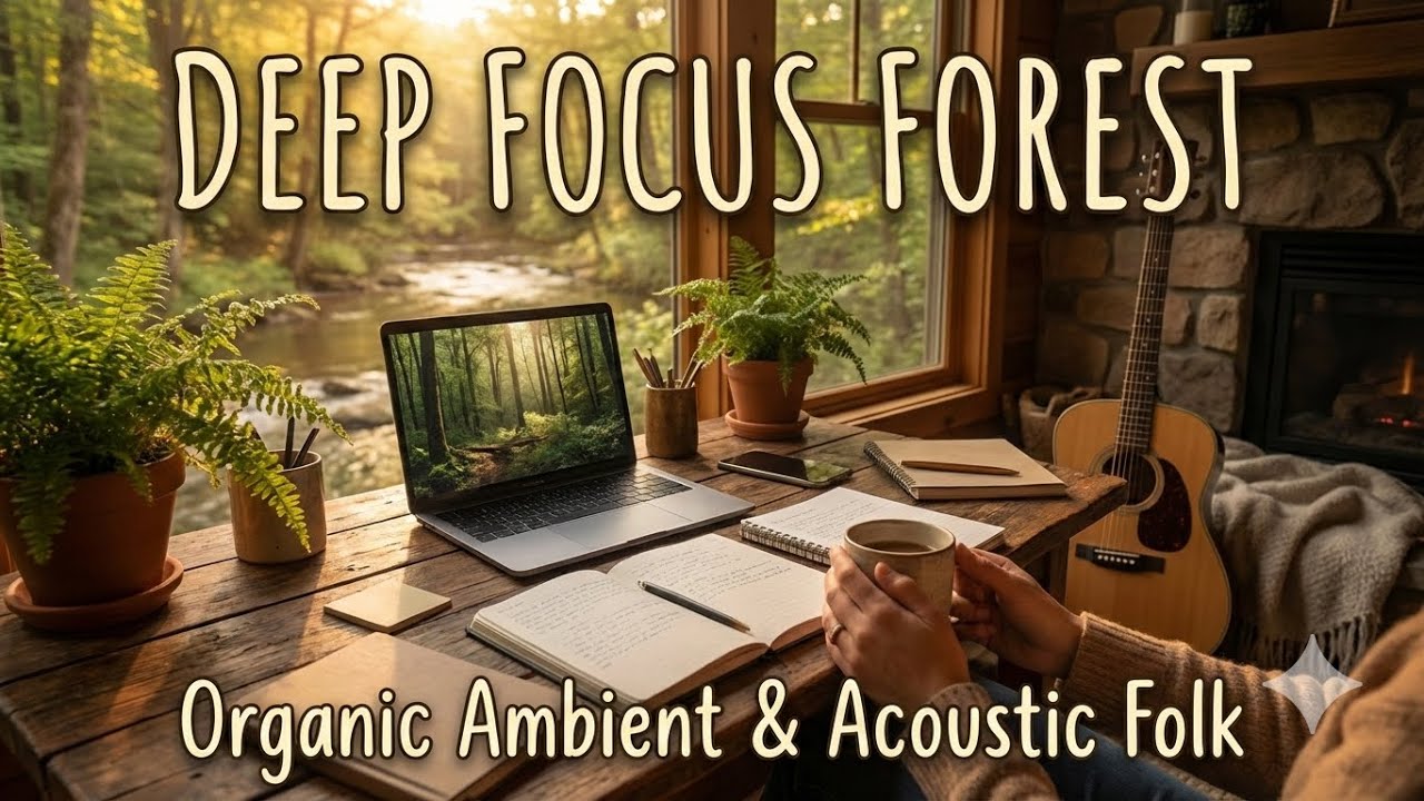 Deep Focus ☕ Calm Acoustic Folk & Ambient Bed for Deep Work one hour