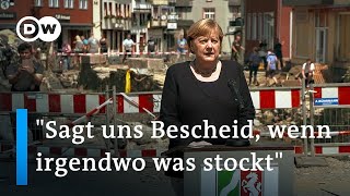 Jahrhundertflut: Bundeskanzlerin Merkel besucht Katastrophengebiet | DW Nachrichten
