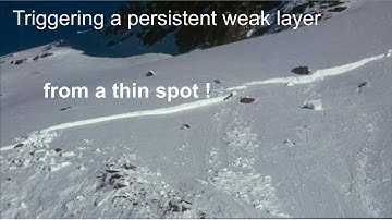 Triggering a persistent slab avalanche from a thin spot