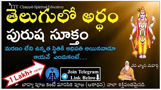 Purusha Suktam Full With  Telugu Lyrics and Meaning || Powerful Mantra  || Devotional || TTT Channel