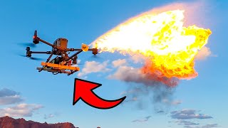 Insane: Flamethrower Attached to Drone Test