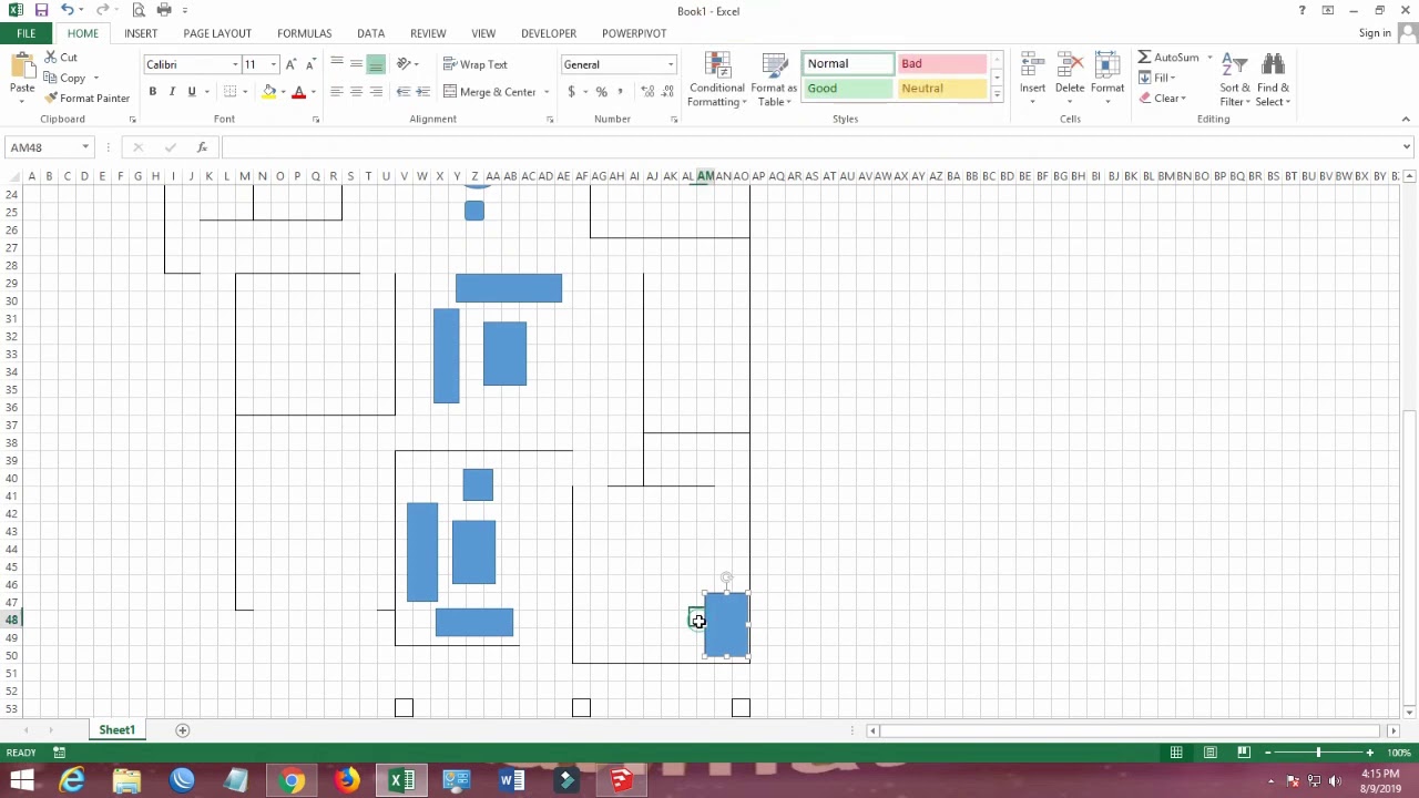  Membuat  Denah  Rumah  menggunakan Microsoft  Excel  YouTube