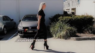 Black Red Chrome High Heel Ankle Boots 