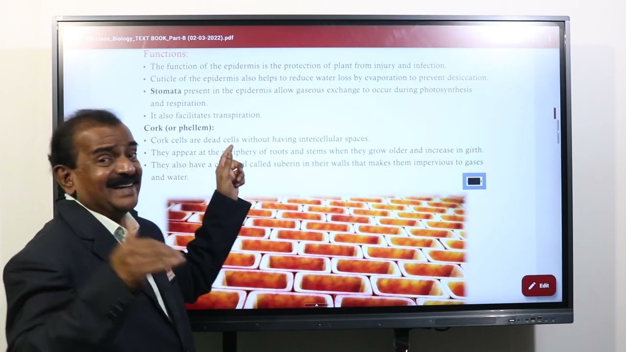 Banala Jaya Raj sir explaining plant tissues class IX Nischals biology textbook. chapter II