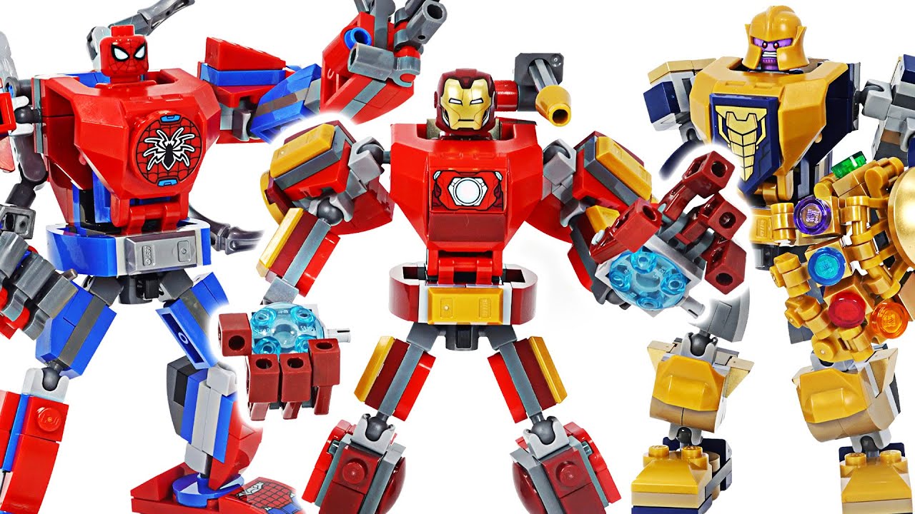 レゴマーベルアイアンマン スパイダーマン サノスメカロボット 重いスーツに乗る ドゥドゥポップトイ Youtube