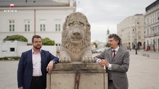 Remont lwów przed Pałacem Prezydenckim w Warszawie