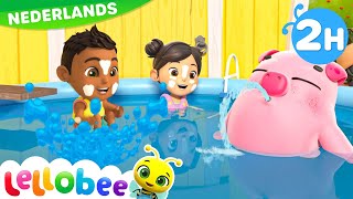 Zwembadplonzen | Lellobee Nederlands | Kinderliedjes | Leervideo's voor kinderen