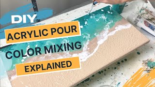 FULL TUTORIAL Color Mixing + DRY RESULT /Beach acrylic pour painting