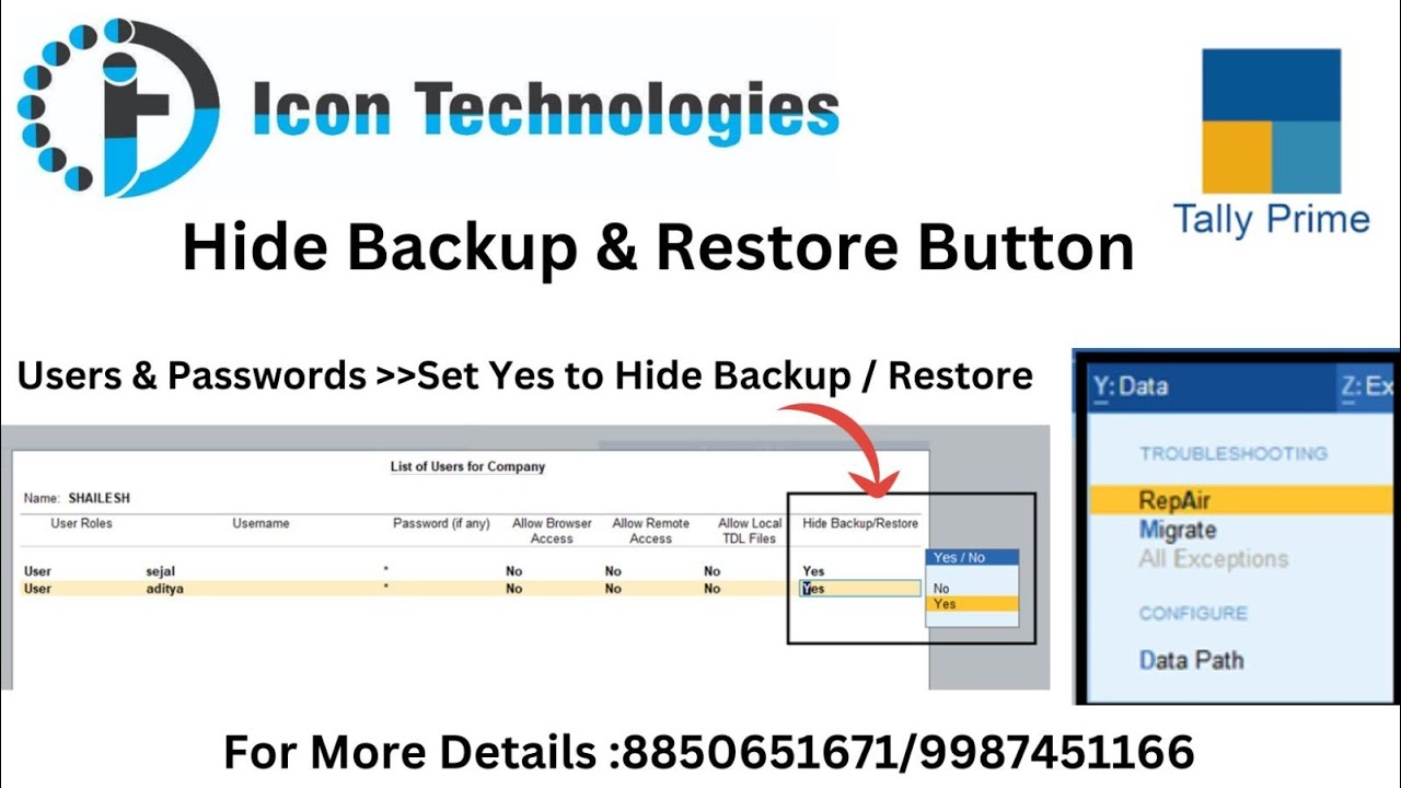 Hide Backup & Restore button User wise - YouTube