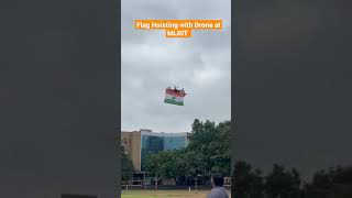 MLRIT students flying National flag with Drone
