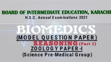 ZOOLOGY XI Model Paper || REASONING || Part 1|| ▼ part 2 link in description