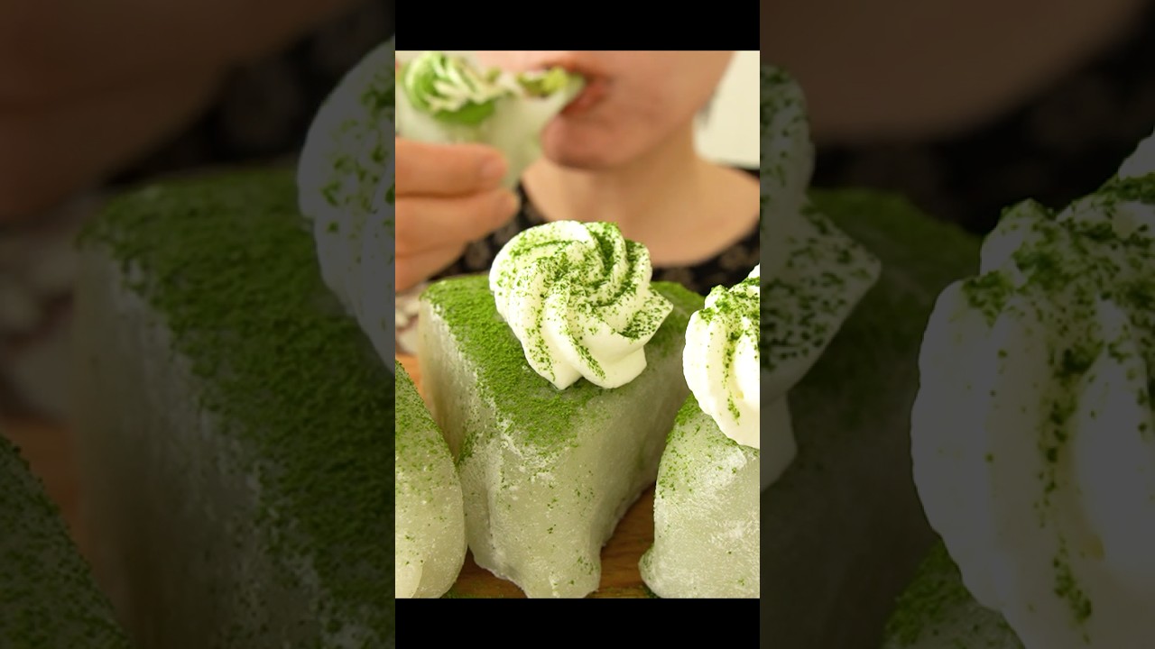 もち抹茶チーズケーキを食べる