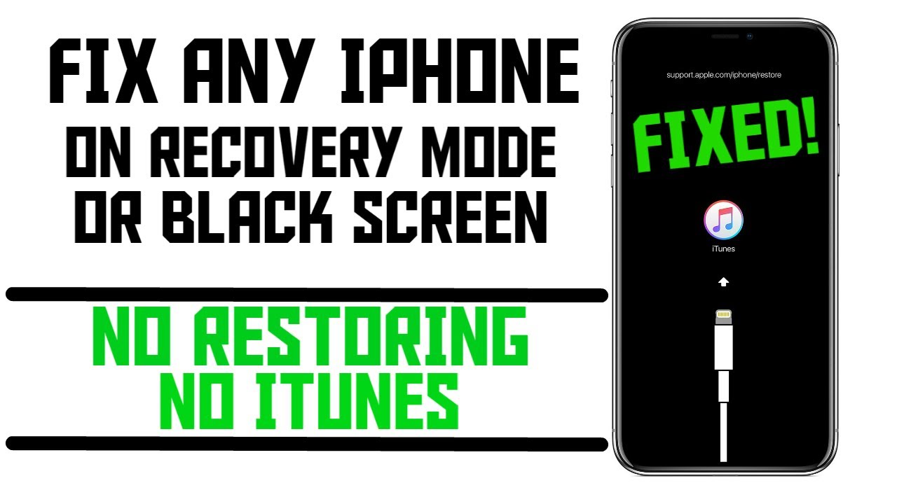 How To Fix Any Iphone Stuck On Black Screen Itunes Logo Recovery Mode No Itunes Restoring Youtube