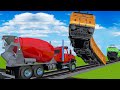 【踏切】でこぼこ線路を走る新幹線はやぶさ【カンカン】踏切に立ってはいけません Railroad Crossing Concrete Mixer Truck Animation