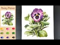 Flower watercolor- Pansy flowers (sketch & Color mixing, Watercolor material) NAMIL ART